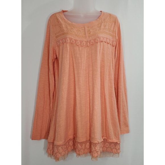 LOGO Lori Goldstein Lace Hem Tunic
